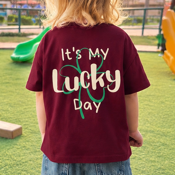 Lucky Oversized Tee – Burgundy