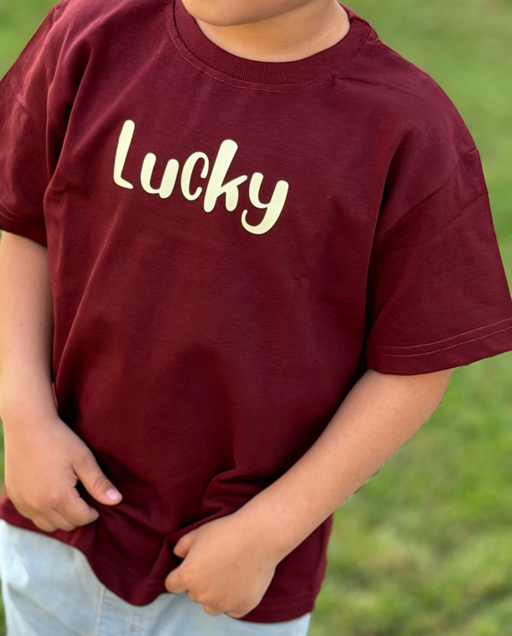 Lucky Oversized Tee – Burgundy