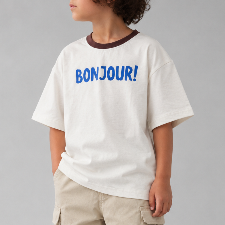 Bonjour Oversized Tee – Creamy