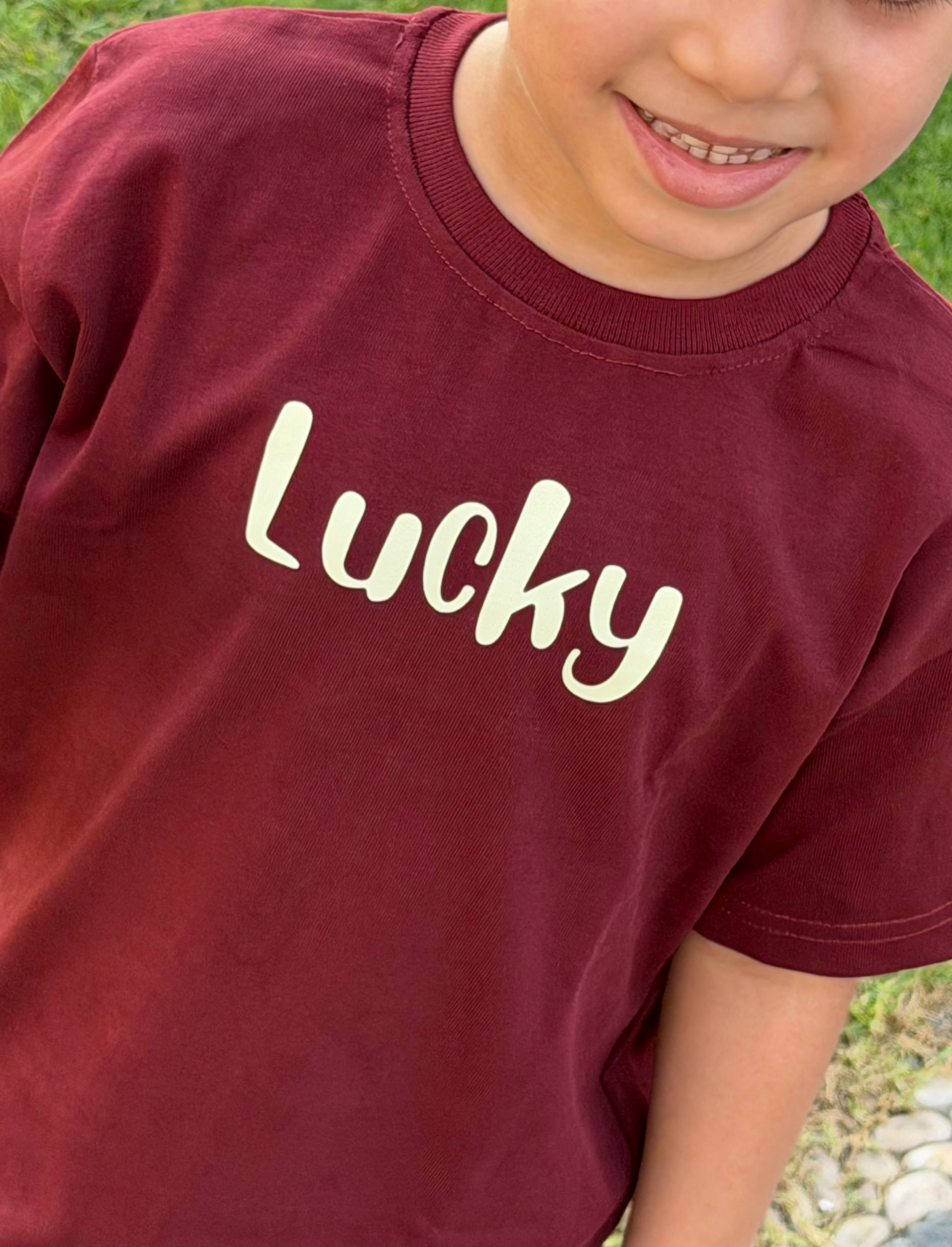 Lucky Oversized Tee – Burgundy