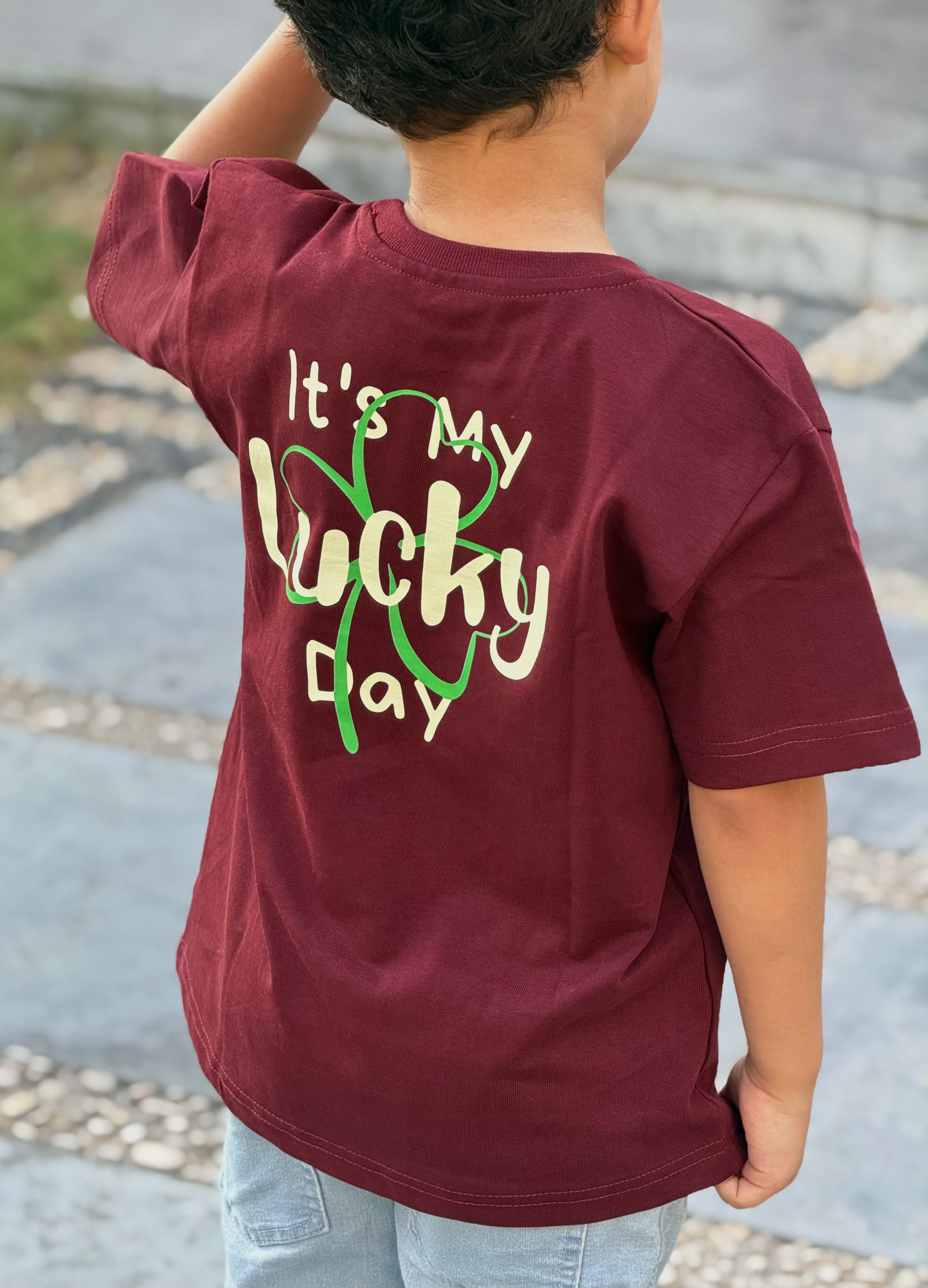 Lucky Oversized Tee – Burgundy