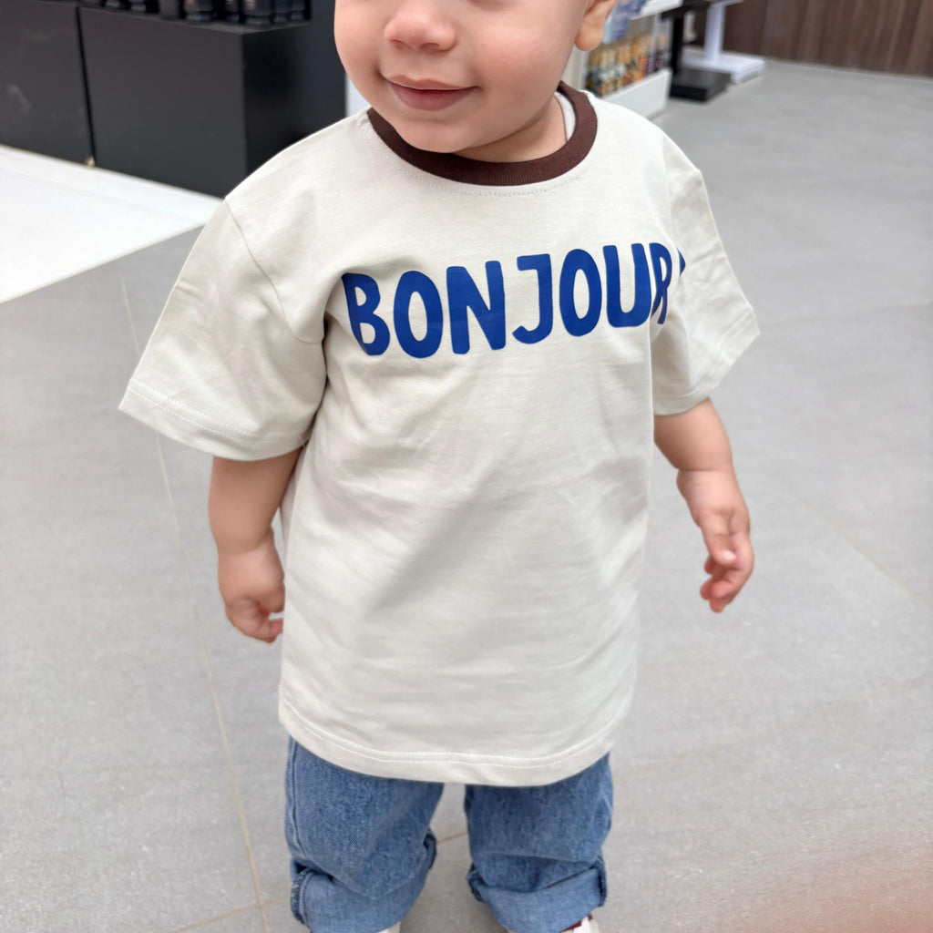 Bonjour Oversized Tee – Creamy