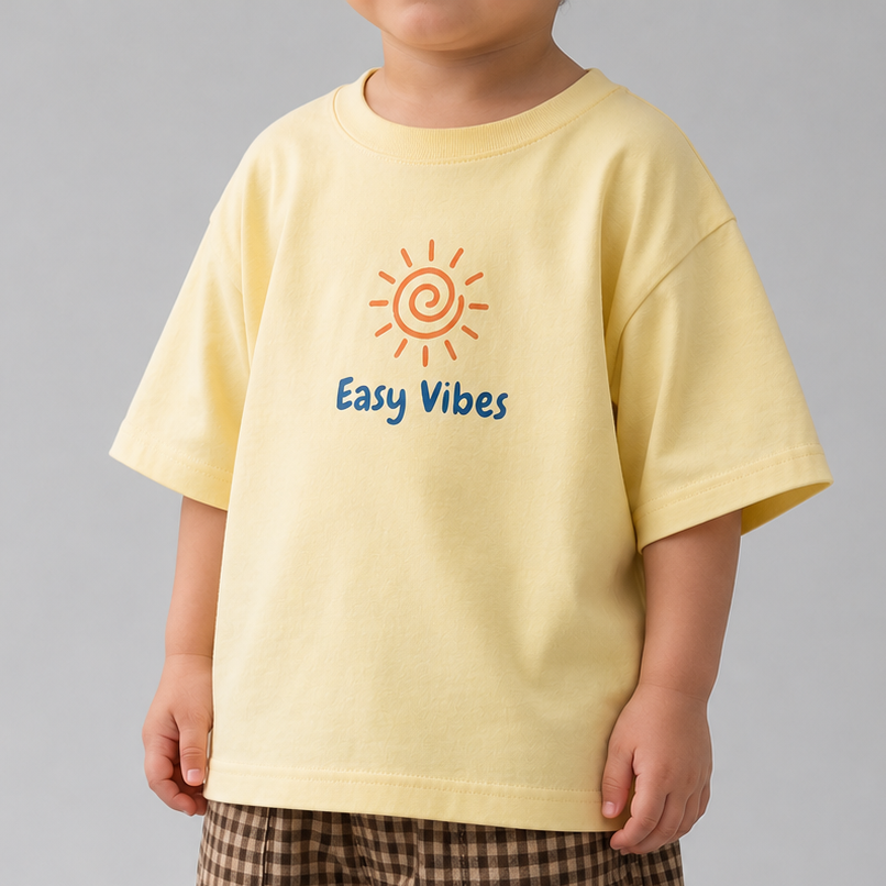 Easy Vibes Oversized Tee - Pale Yellow