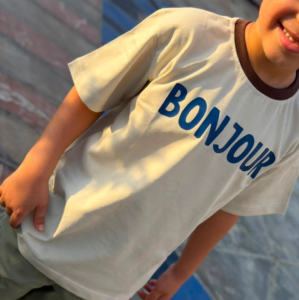 Bonjour Oversized Tee – Creamy