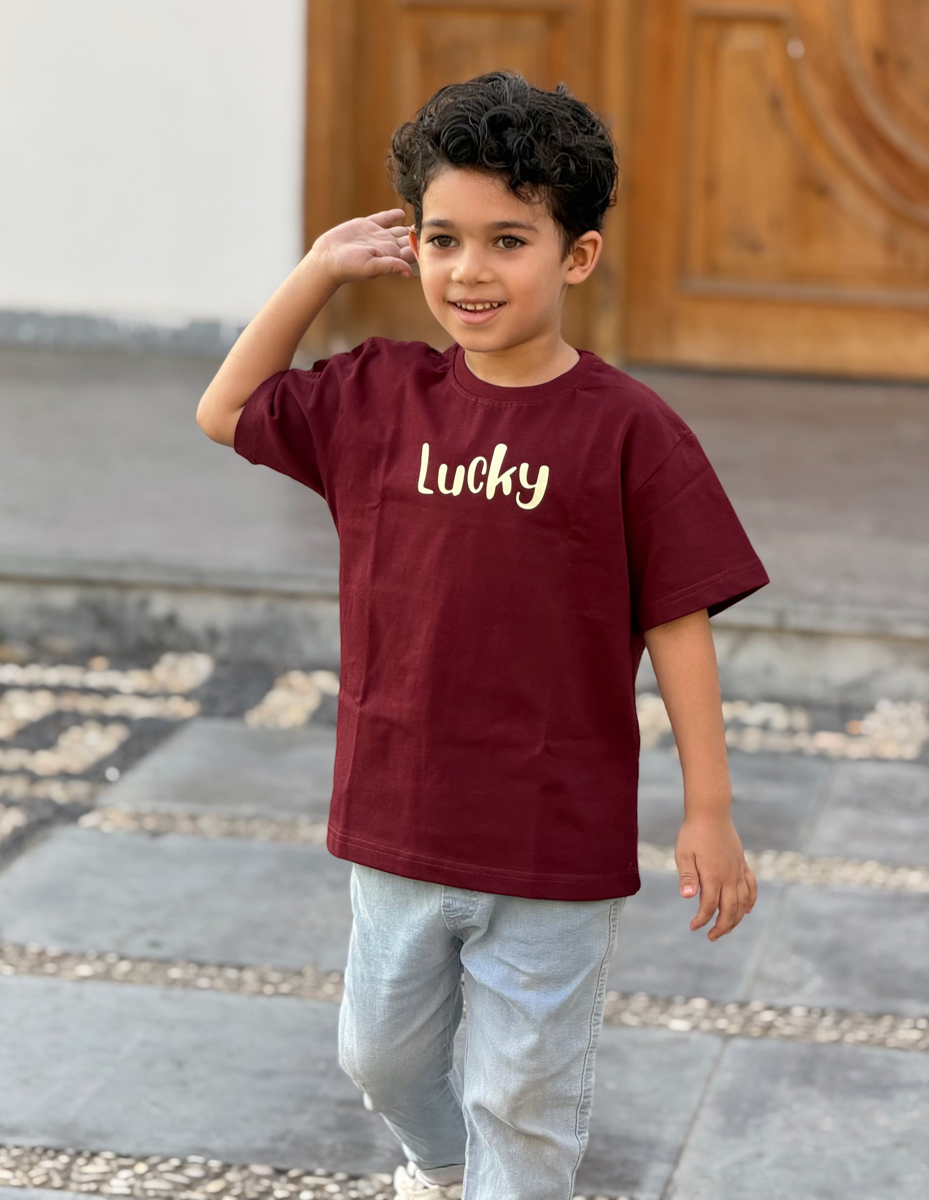 Lucky Oversized Tee – Burgundy