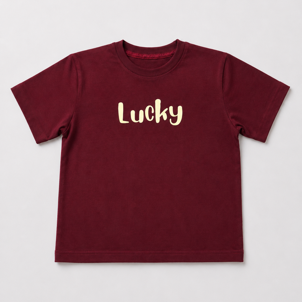 Lucky Oversized Tee – Burgundy