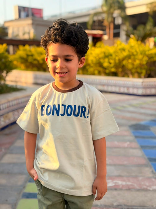 Bonjour Oversized Tee – Creamy