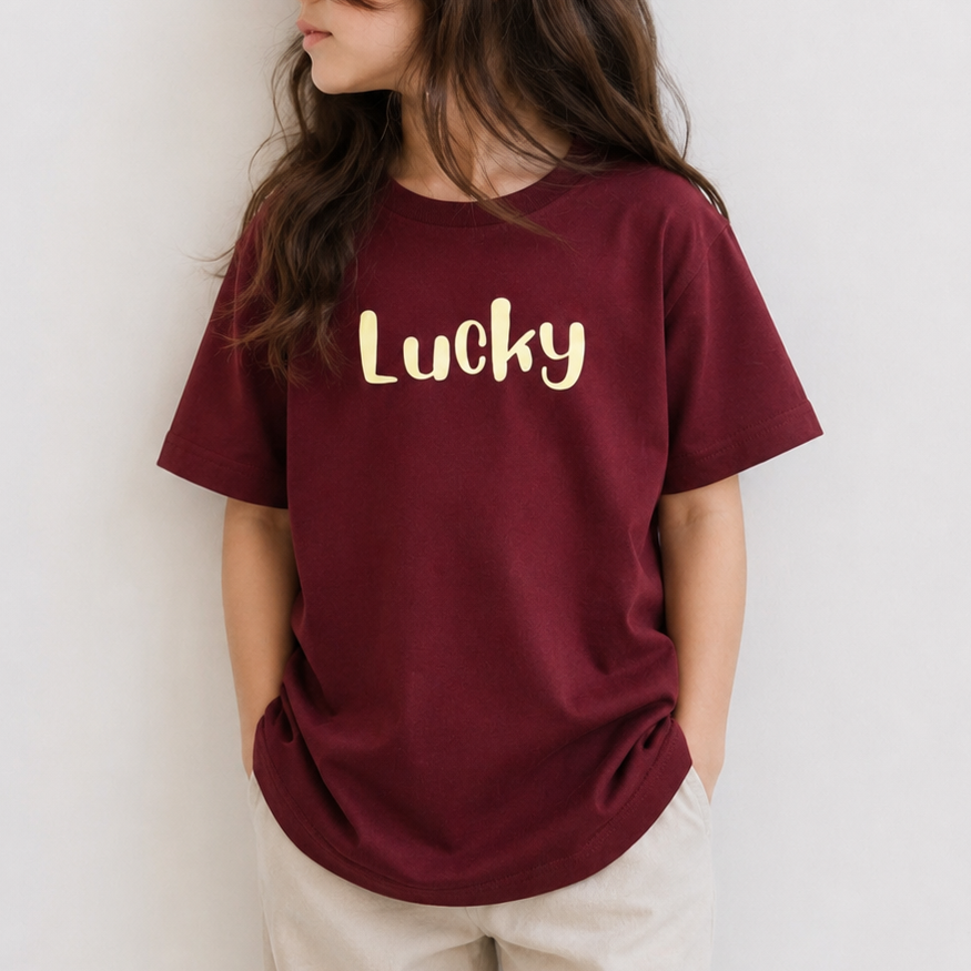 Lucky Oversized Tee – Burgundy