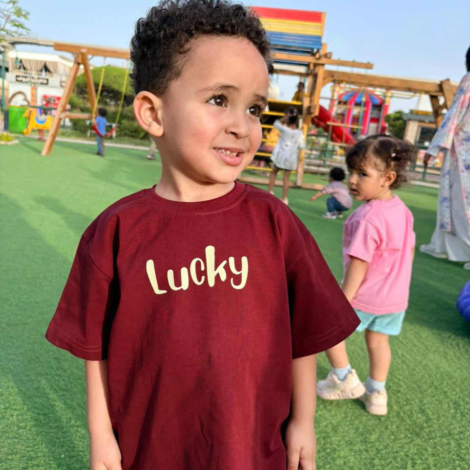 Lucky Oversized Tee – Burgundy